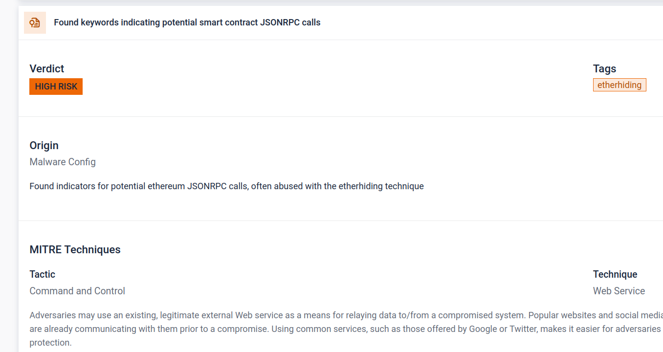 Threat indicator S148 detection in filescan.io